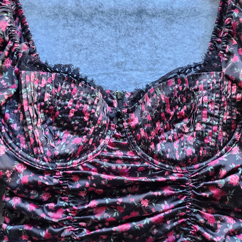 For Love And Lemons Melrose Satin Ruched Mini Dress Pin Up Girl Cocktail - Picture 5 of 12